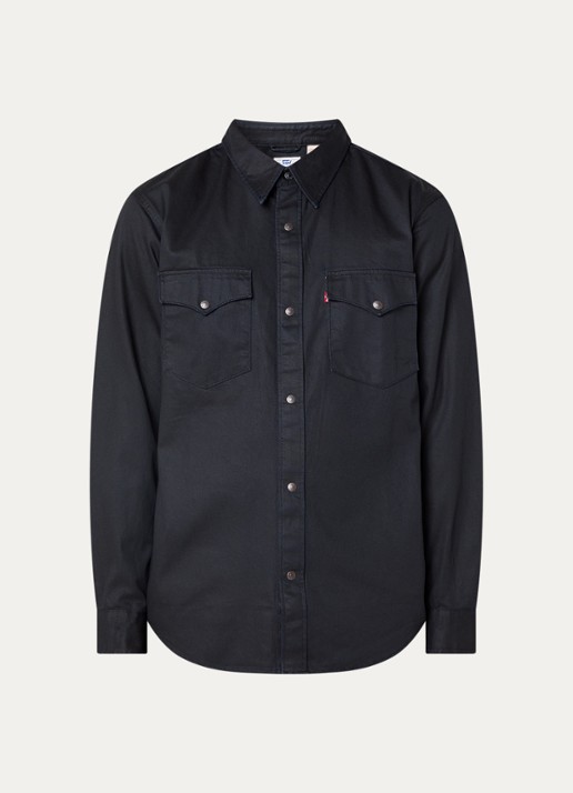 Levi's Western regular fit overhemd van denim - voorkant 2 indigo