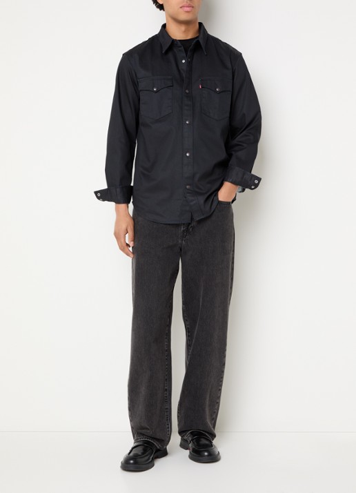 Levi's Western regular fit overhemd van denim - voorkant 3 indigo