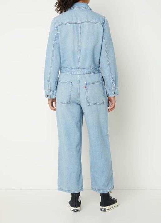 Levi's Wide fit cropped tuinbroek van denim - achterkant indigo