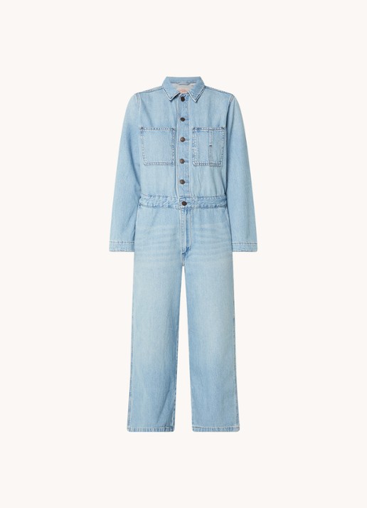 Levi's Wide fit cropped tuinbroek van denim - voorkant 3 indigo