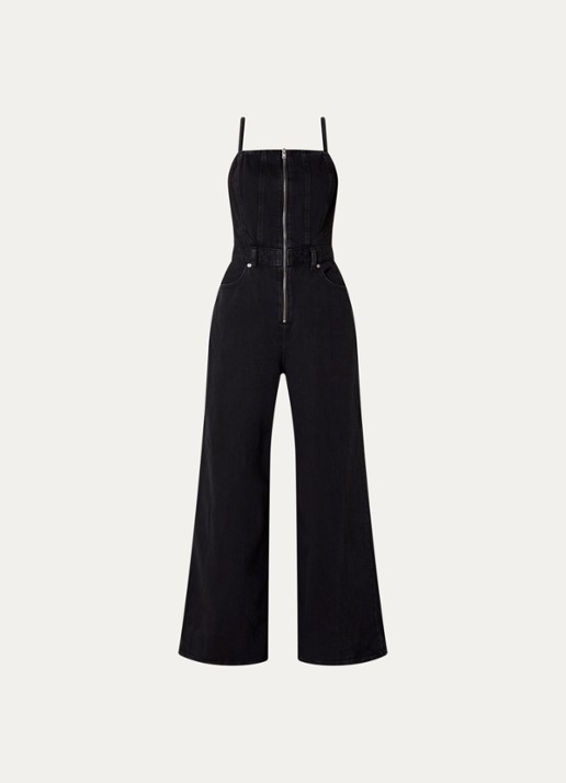 Levi's Wide fit jumpsuit van denim met steekzakken - voorkant 3 antraciet