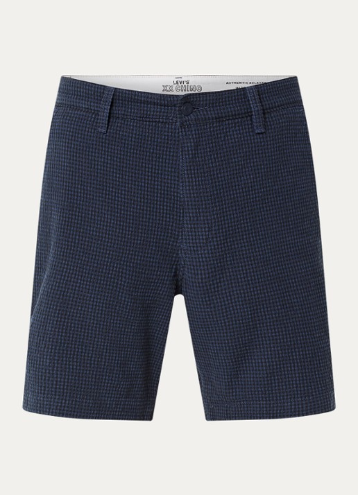 Levi's Wide fit korte broek met ruitdessin - voorkant donkerblauw