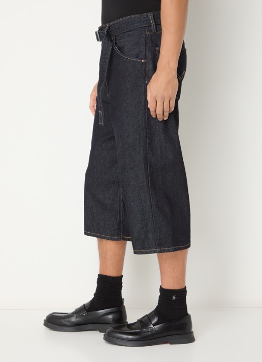 Levi's Wide fit korte broek van denim met donkere wassing en ceintuur - detail 5 indigo