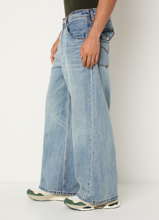 Levi's Wide leg jeans met lichte wassing - detail 4 indigo
