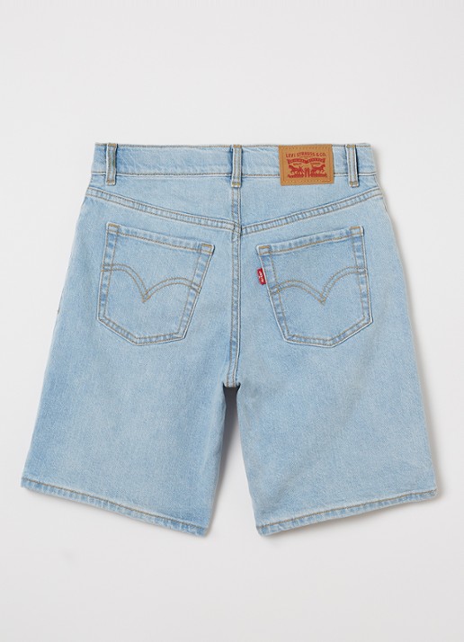 Levi's Wide leg korte broek van denim - voorkant 3 indigo