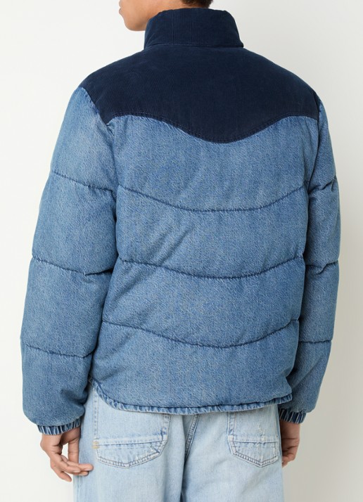 Levi's Wild West puffer jack van denim met details van corduroy - achterkant 4 indigo