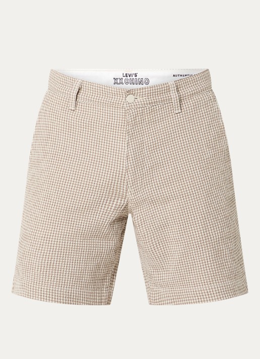 Levi's XX straight fit korte broek met ruitdessin - voorkant beige