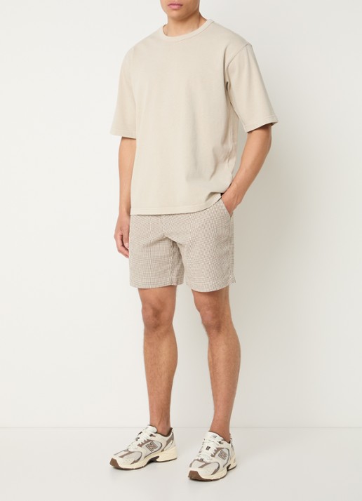 Levi's XX straight fit korte broek met ruitdessin - voorkant 2 beige