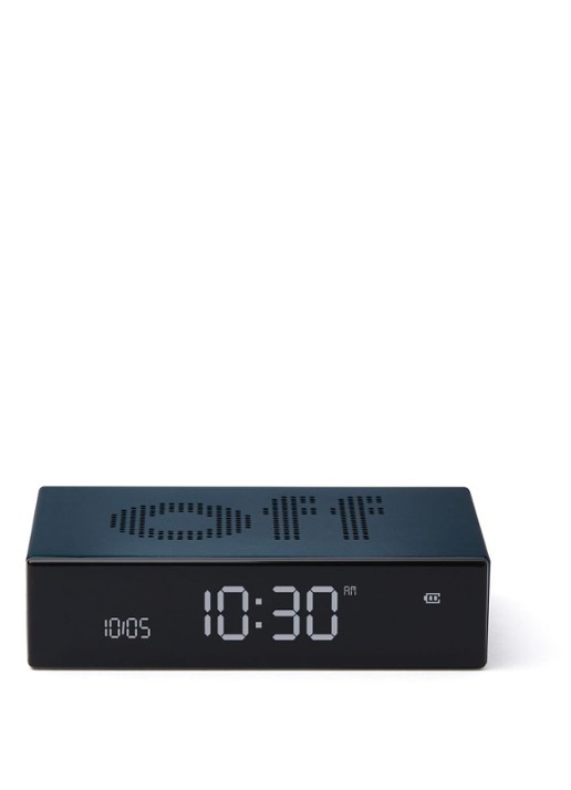 Lexon Flip Premium digitale wekker - voorkant 2 staalblauw