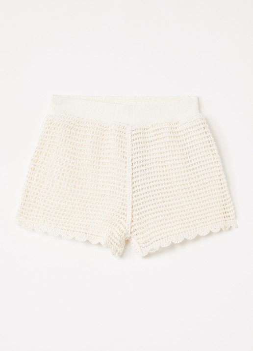 Lil 'Atelier Flora grofgebreide straight fit korte broek