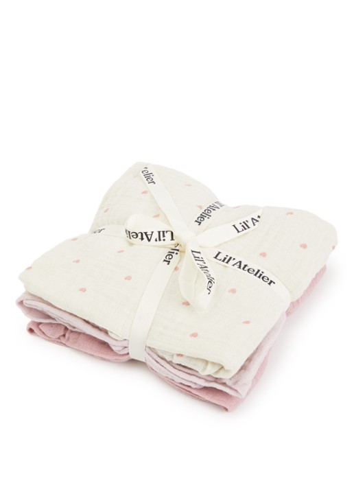 Lil 'Atelier Hydrofiele doek set van 3 - voorkant roze
