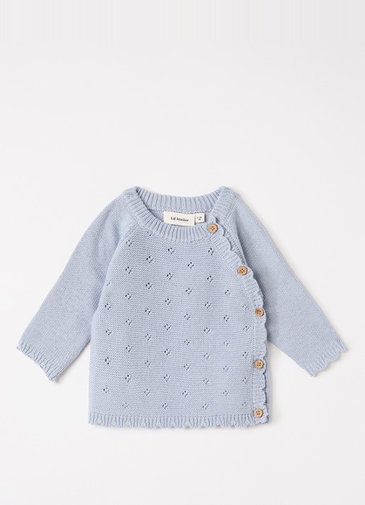 Lil 'Atelier NBFAguna grofgebreid vest met opengewerkt dessin