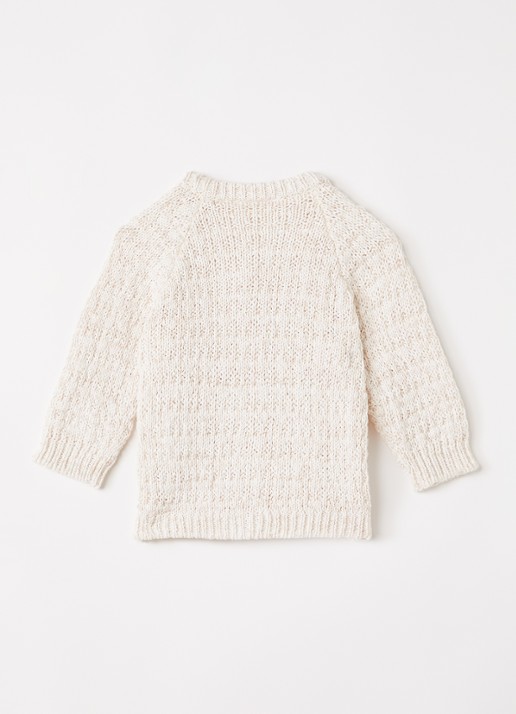Lil 'Atelier NBFBella grofgebreid vest met ronde hals - achterkant creme