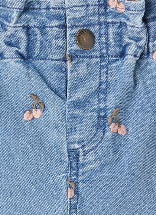 Lil 'Atelier NBFDeva loose fit jeans met borduring - detail indigo