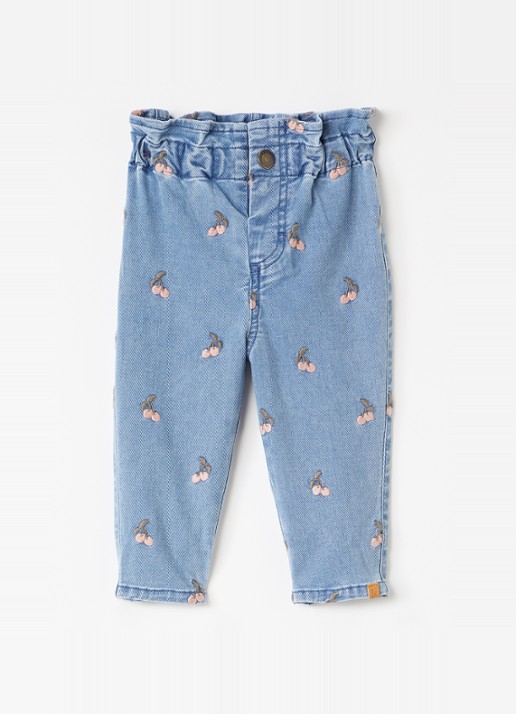 Lil 'Atelier NBFDeva loose fit jeans met borduring - voorkant 2 indigo