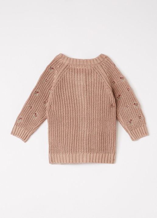 Lil 'Atelier NBFEmlen grofgebreid vest met borduring - achterkant roestbruin
