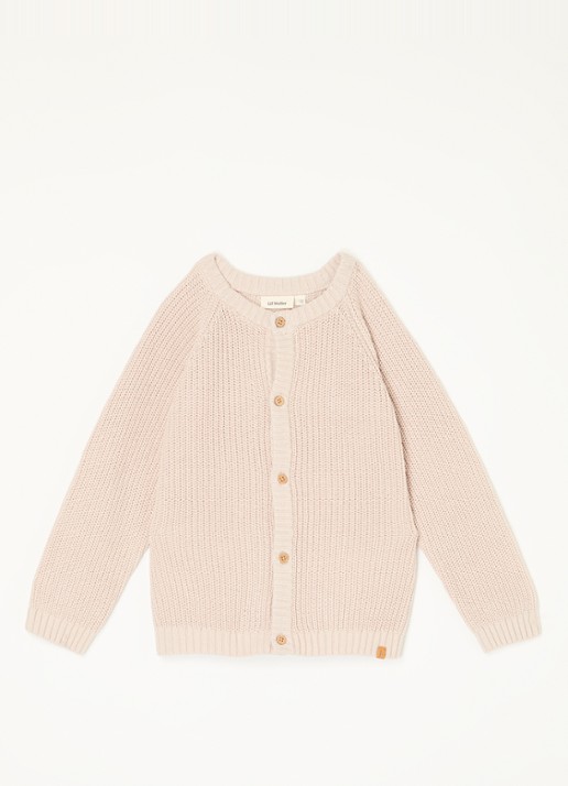 Lil 'Atelier NBFEmlen grofgebreid vest van  katoen - voorkant lichtroze