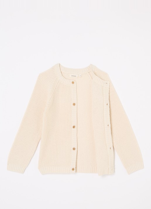 Lil 'Atelier NBFEmlen grofgebreid vest van  katoen - voorkant 2 creme