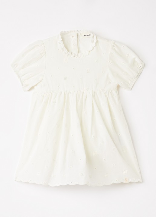 Lil 'Atelier NBFFlores tuniekjurk met broderie - voorkant 3 gebroken wit