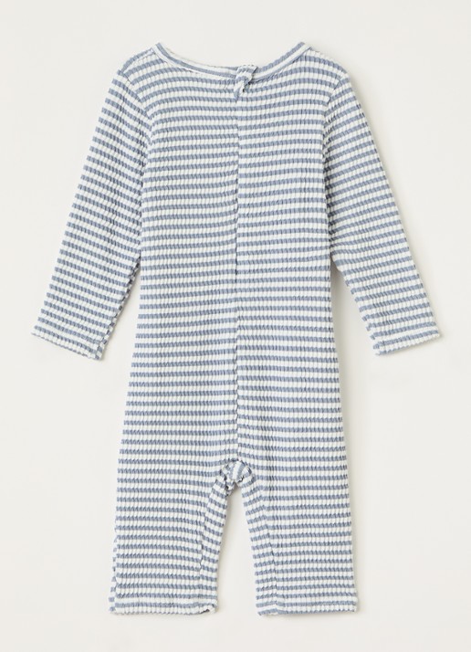 Lil 'Atelier NBFFredo babypak met streepprint - voorkant 2 staalblauw