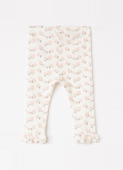 Lil 'Atelier NBFGago legging met bloemenprint - voorkant 2 gebroken wit