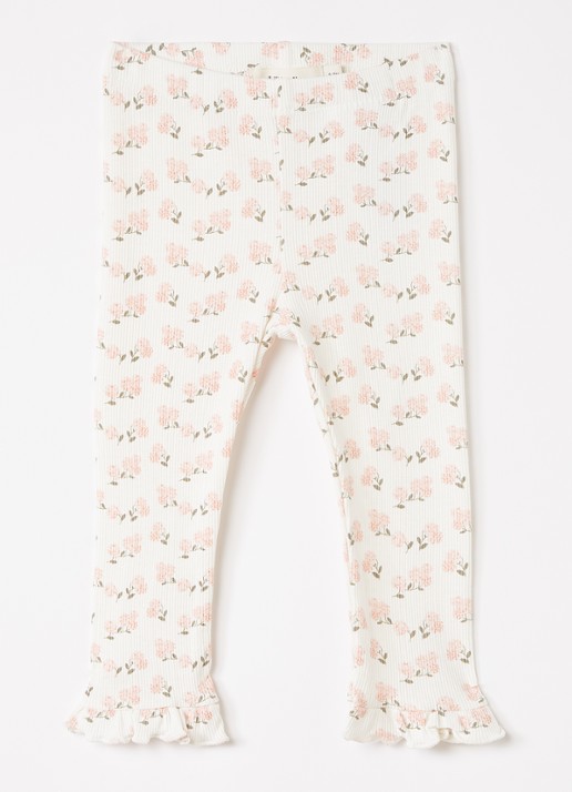 Lil 'Atelier NBFGago legging met bloemenprint - voorkant 3 gebroken wit