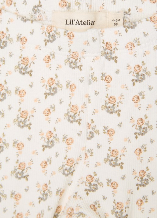 Lil 'Atelier NBFGago ribgebreide legging in  katoenblend - detail gebroken wit