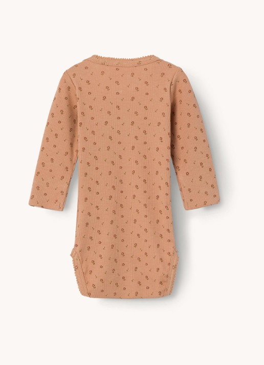 Lil 'Atelier NBFGago ribgebreide romper in  katoenblend - achterkant 5 zand