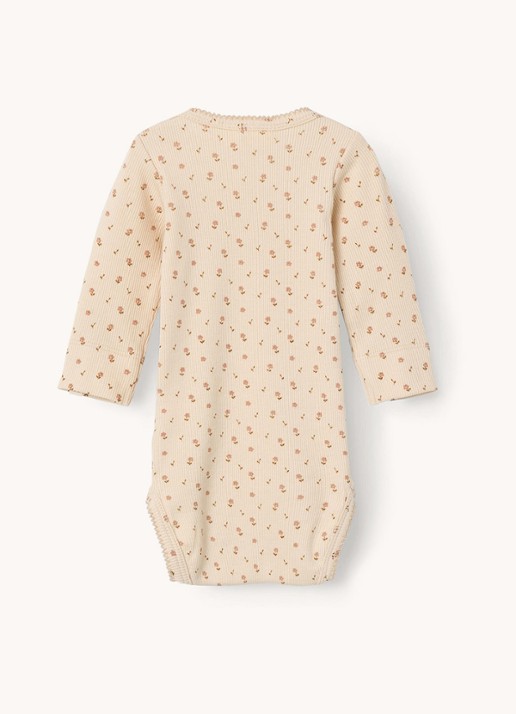 Lil 'Atelier NBFGago ribgebreide romper in  katoenblend - achterkant creme