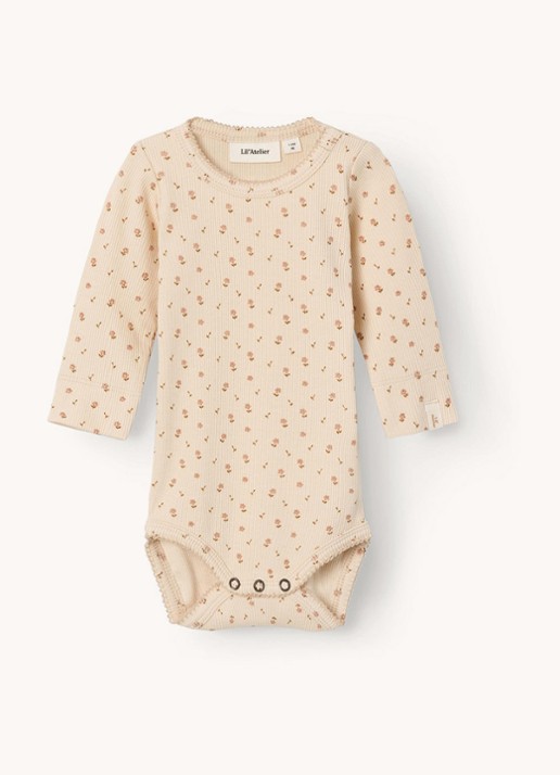 Lil 'Atelier NBFGago ribgebreide romper in  katoenblend - voorkant 2 creme
