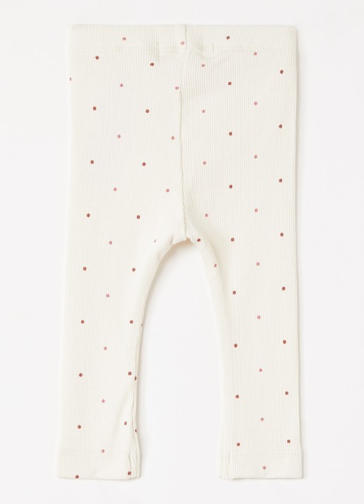 Lil 'Atelier NBFGago slim fit legging met stippenprint - voorkant 3 ivoor