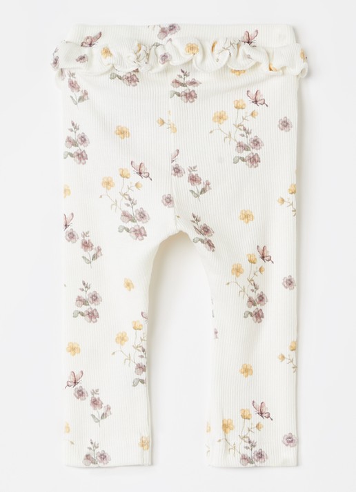Lil 'Atelier NBFGavo legging met bloemenprint - voorkant 3 gebroken wit