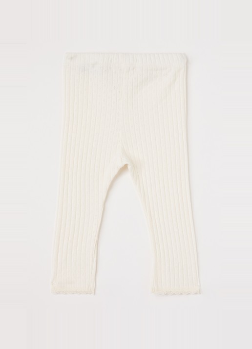 Lil 'Atelier NBFHaldis legging met ribstructuur - voorkant 3 ivoor