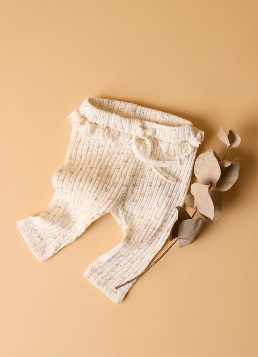 Lil 'Atelier NBFHulla ribgebreide legging van  katoen - voorkant 3 gebroken wit