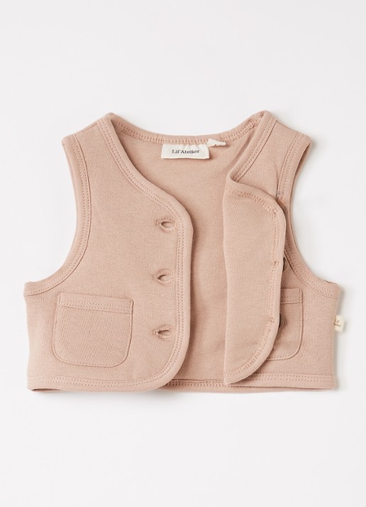 Lil 'Atelier NBFJobo Tia gilet met borduring - voorkant 2 donkerbruin