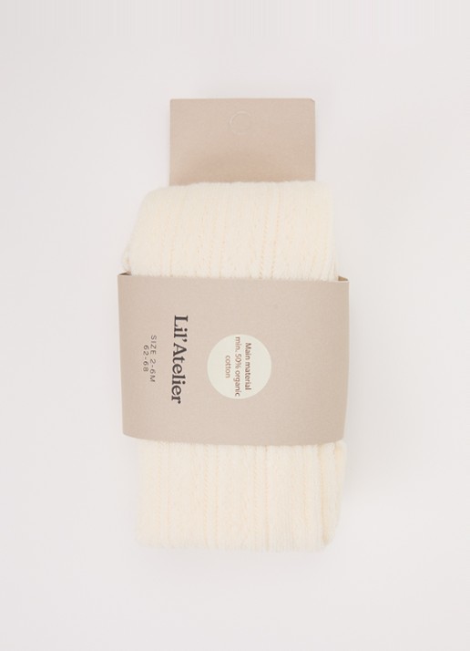 Lil 'Atelier NBFKenna fijngebreide maillot in katoenblend - voorkant creme