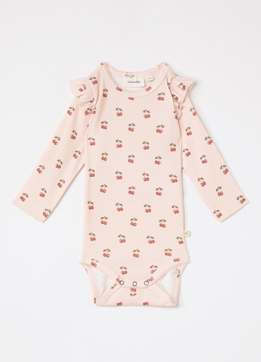 Lil 'Atelier NBFLavo ribgebreide romper  - voorkant lichtroze