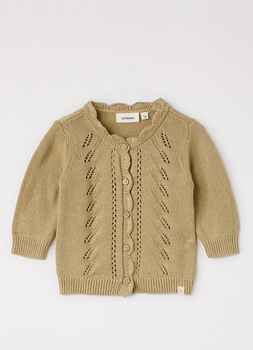 Lil 'Atelier NBFLeou grofgebreid vest - voorkant khaki