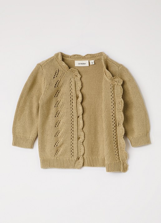 Lil 'Atelier NBFLeou grofgebreid vest - voorkant 2 khaki