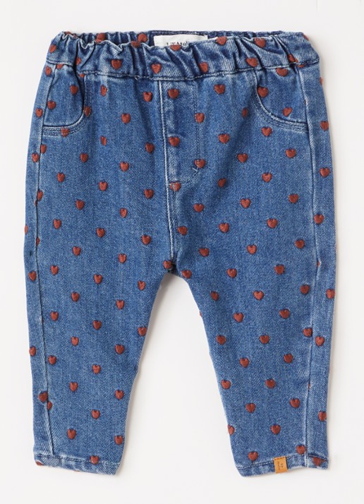 Lil 'Atelier NBFLiva slim fit jeans met borduring - voorkant 2 indigo