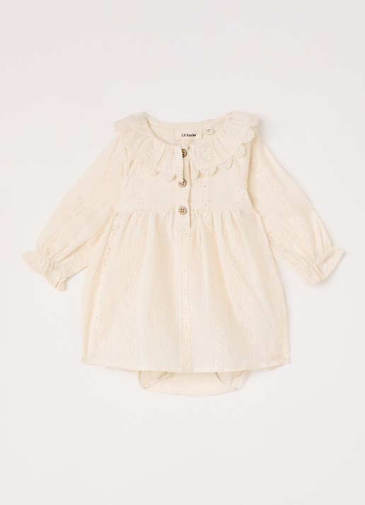 Lil 'Atelier NBFLoba tuniekjurk met borduring - voorkant creme