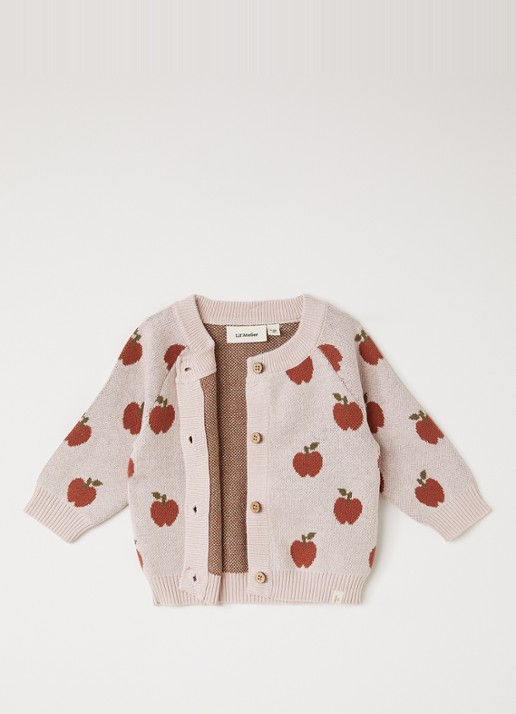Lil 'Atelier NBFLulio fijngebreid vest met print - voorkant 3 lichtroze