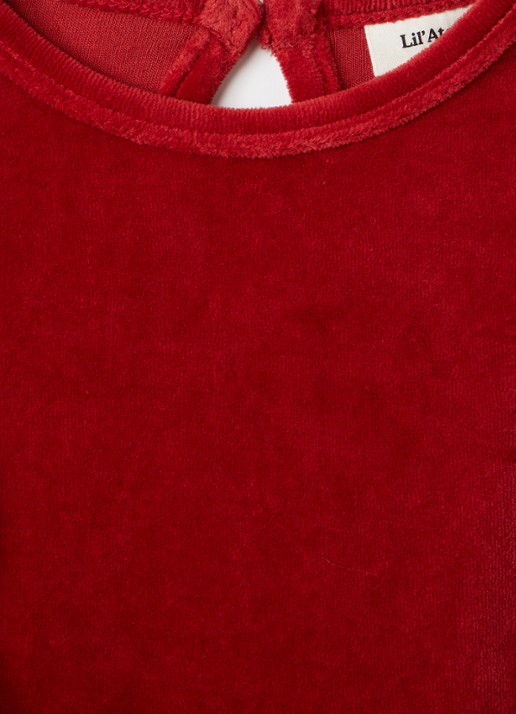 Lil 'Atelier NBFSaga jurk met ruches - detail donkerrood