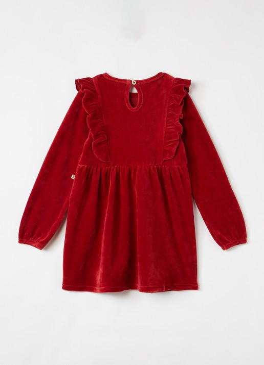 Lil 'Atelier NBFSaga jurk met ruches - voorkant 3 donkerrood