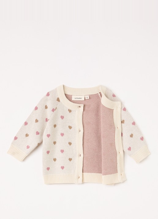 Lil 'Atelier NBFSaran fijngebreid vest met ingebreid patroon - voorkant 2 creme