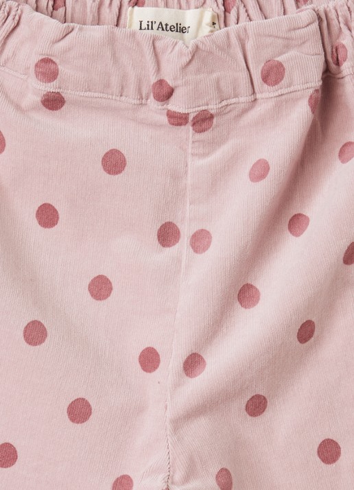 Lil 'Atelier NBFSomba straight fit broek met stippenprint - detail roze
