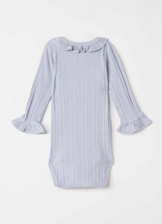 Lil 'Atelier NBFTansy romper met ribstructuur - voorkant 2 staalblauw