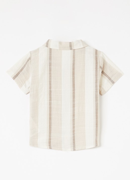 Lil 'Atelier NBMFibert overhemd met streepprint - voorkant 2 beige