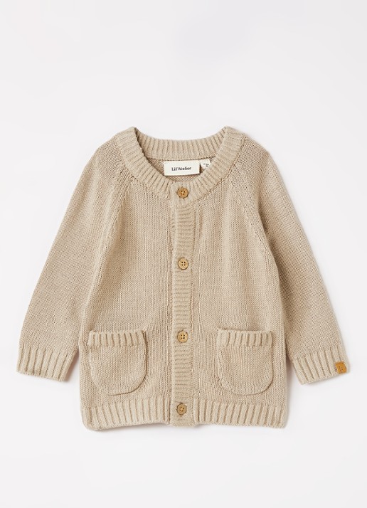 Lil 'Atelier NBMFogon grofgebreid vest - voorkant beige