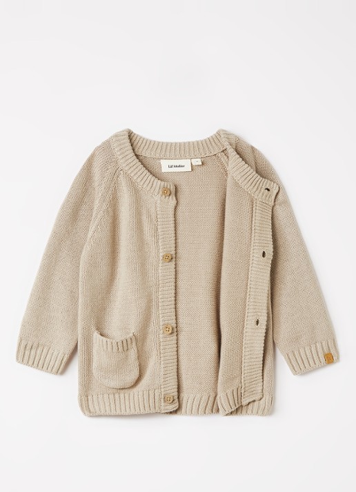 Lil 'Atelier NBMFogon grofgebreid vest - detail 6 beige
